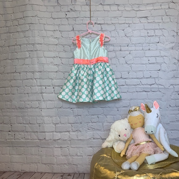 Hara Juku Mini Dress PolkaDot Mint Neon Coral/Pink - Picture 4 of 11